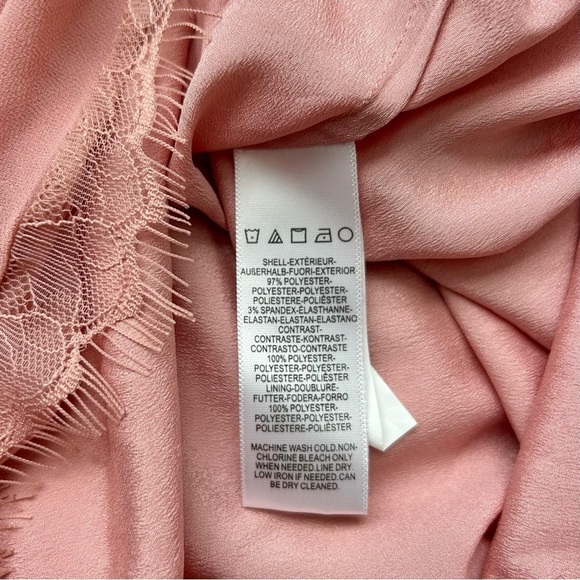 Dress the Population Alicia Dress Blush Pink Chiffon Midi Twirl V-Neck Size S - Picture 11 of 13